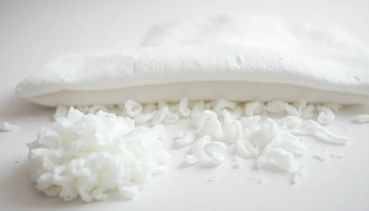 Matières absorbantes et fibres de cellulose composant l'intérieur d'une couche bébé, gros plan