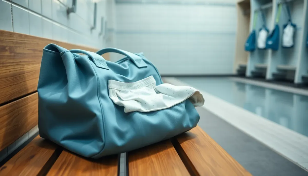 Sac de piscine bébé préparé avec couche piscine et accessoires de baignade