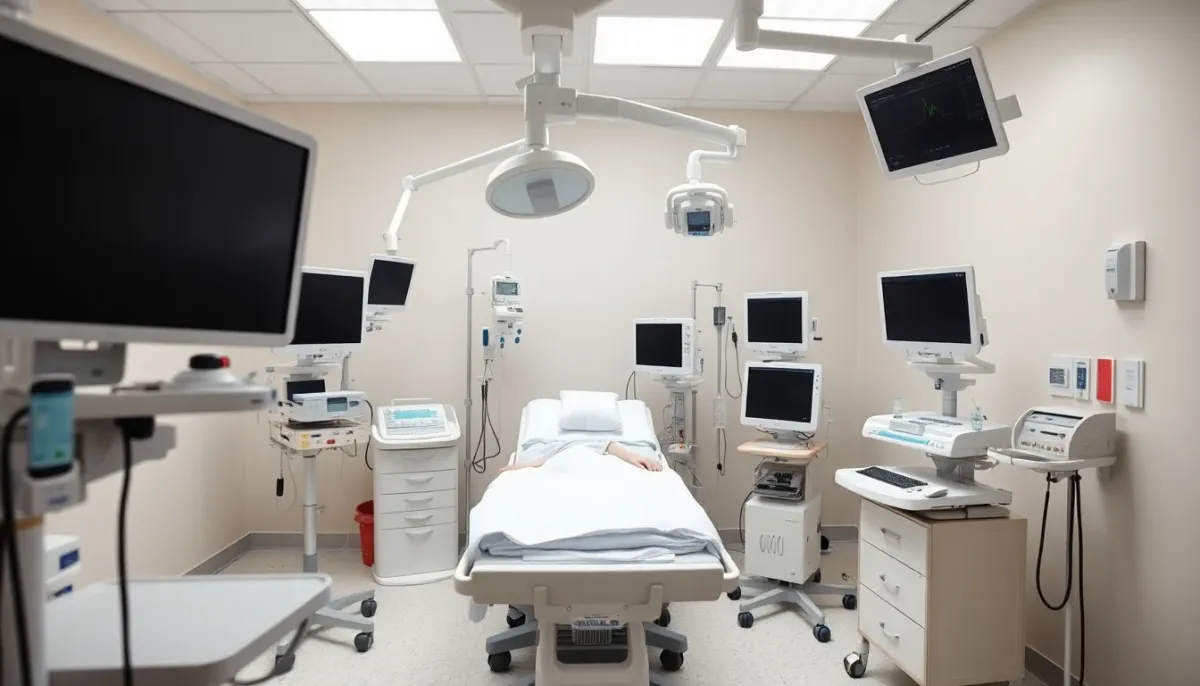Salle d'accouchement équipée pour gérer les complications liées à la macrosomie fœtale