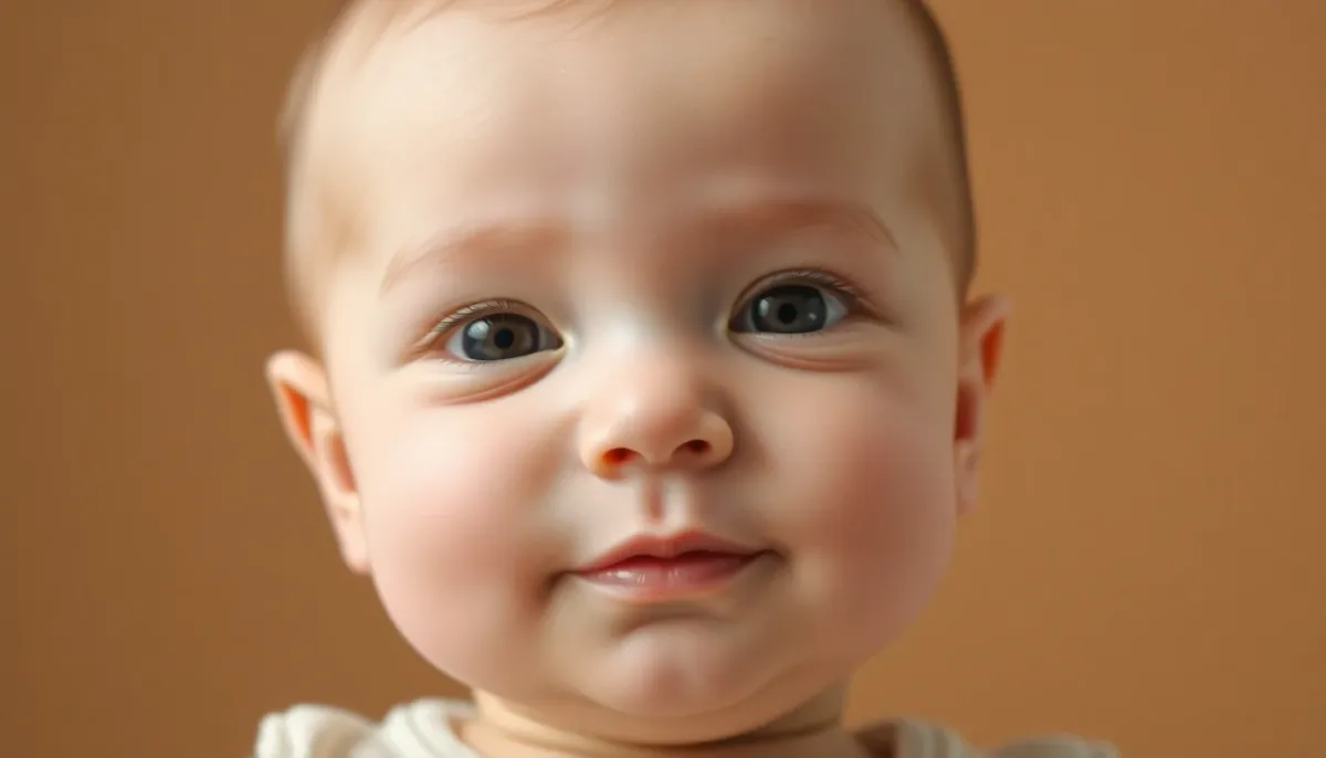 Visage d'un bébé de 3 mois montrant l'évolution et l'affinement du nez par rapport à la naissance