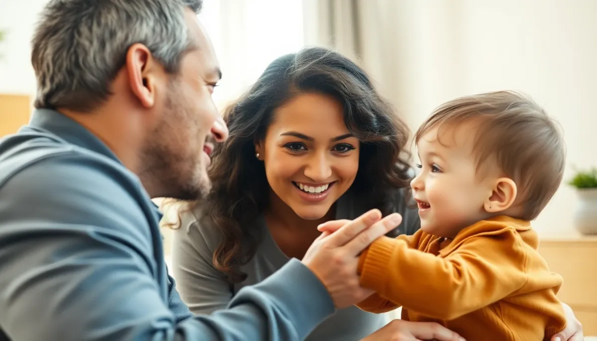 Parent et enfant en interaction positive, montrant l'engagement social et émotionnel du développement normal
