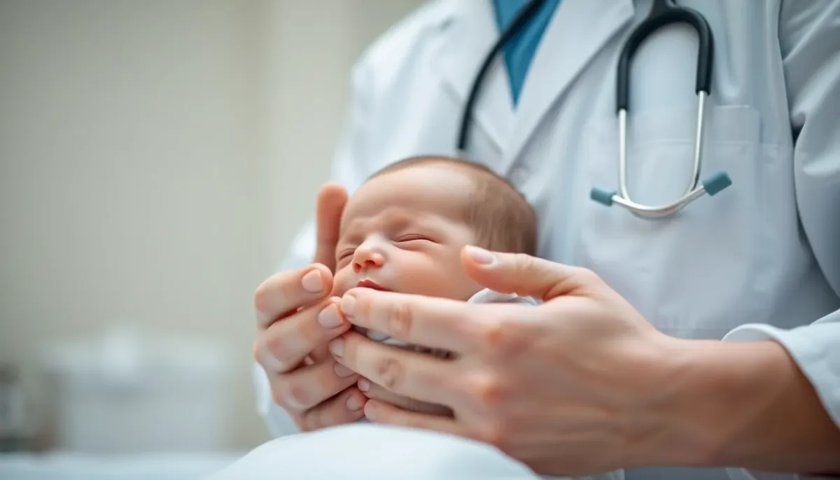 Examen médical d'un bébé de petit poids par un pédiatre