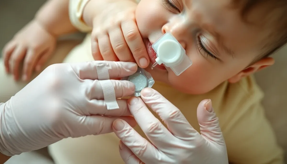 Application de premiers soins sur une petite bosse ou plaie superficielle chez un bébé