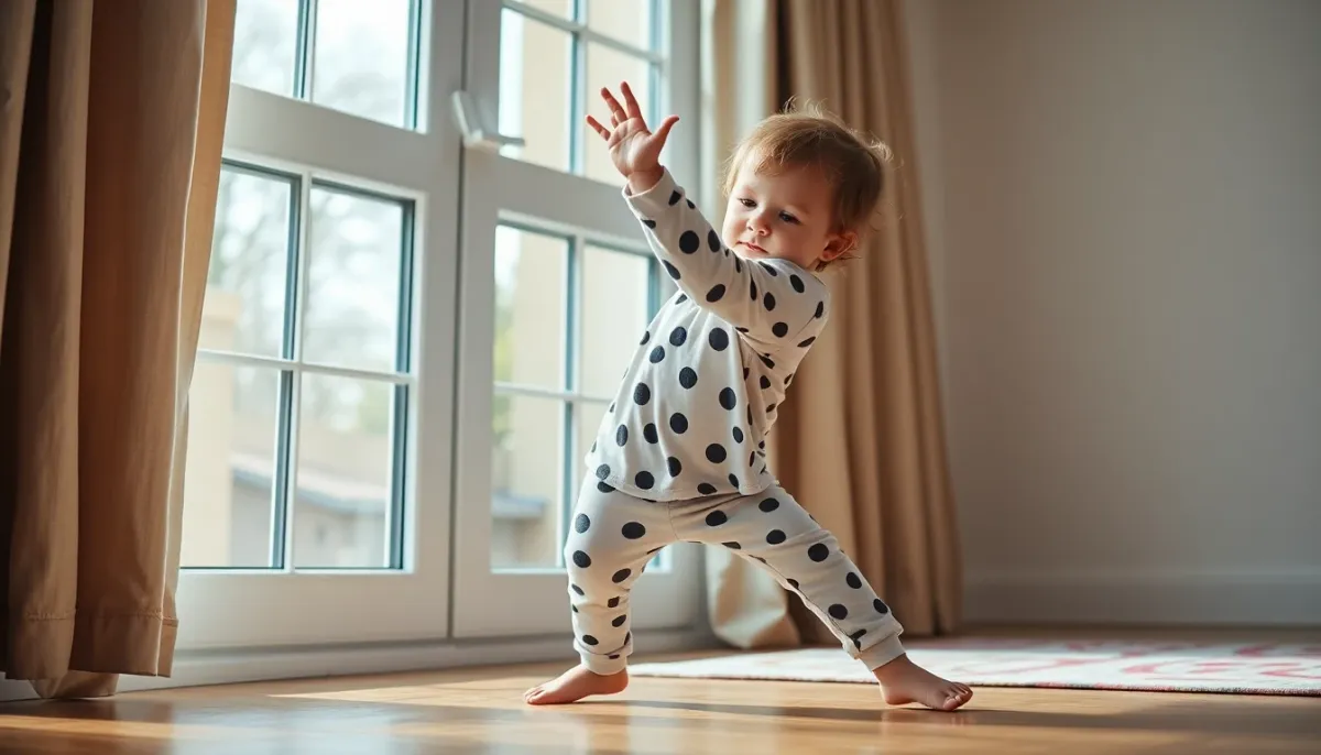 Enfant en bas âge jouant activement et montrant son autonomie motrice et son développement