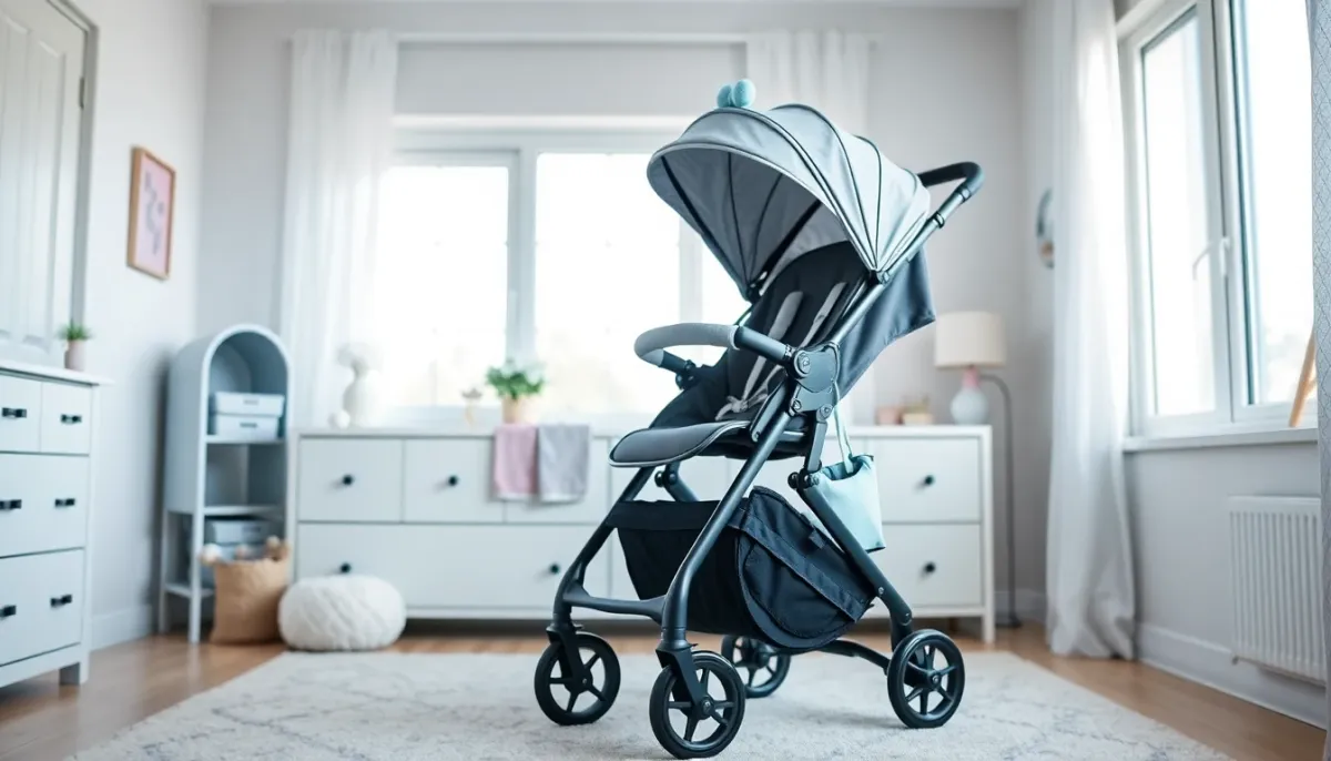 Poussette 3-en-1 transformable avec accessoires personnalisés pour gender reveal