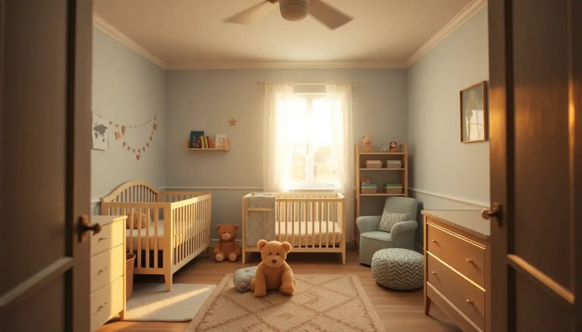Chambre de bébé confortable avec éclairage ambiant montrant l'importance de la température ambiante