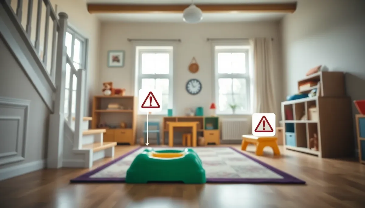 Zones à risque dans un environnement domestique où les enfants peuvent se cogner la tête
