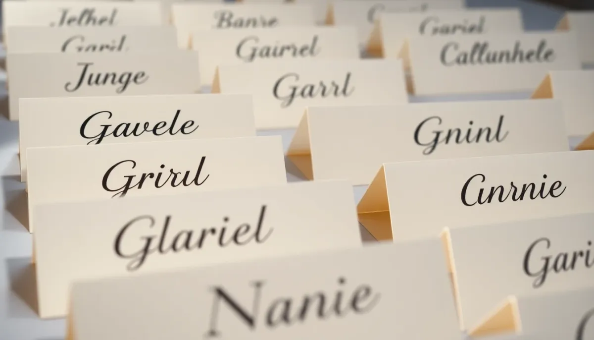 Détail de cartes de prénoms féminins populaires avec éclairage studio doux