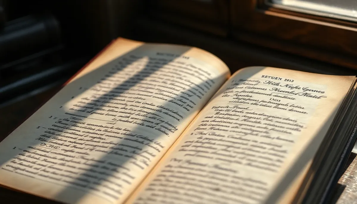 Livre généalogique ouvert montrant des noms écrits à la main, symbolisant l'héritage familial et les significations des prénoms