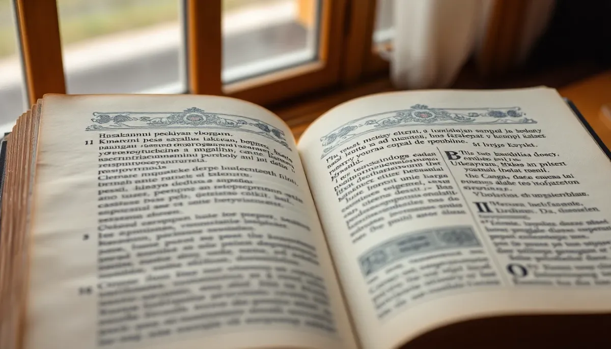 Livre ou manuscrit ouvert avec texte en caractères cyrilliques et éléments décoratifs ukrainiens traditionnels