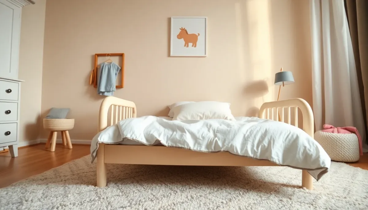 Chambre de jeune enfant avec transition vers couette légère et petit oreiller adapté