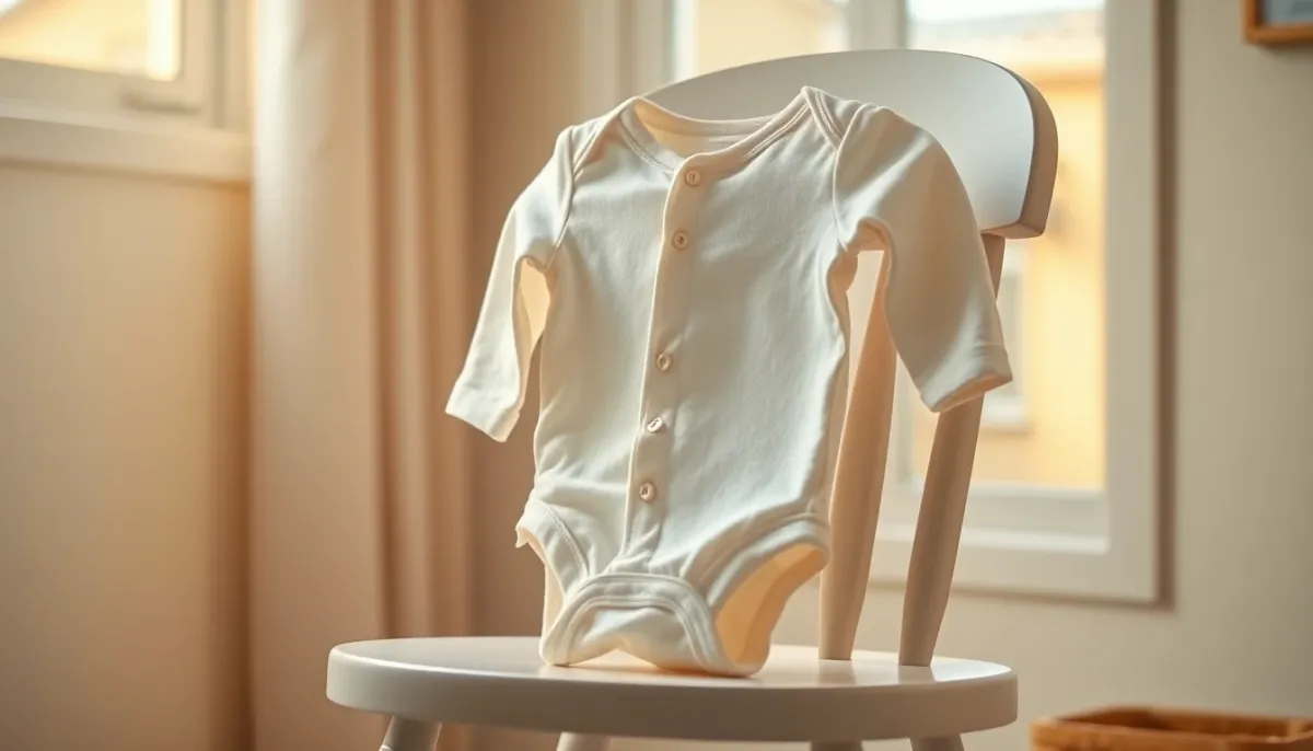 Body pour bébé montrant les détails de fermeture et la texture douce du tissu