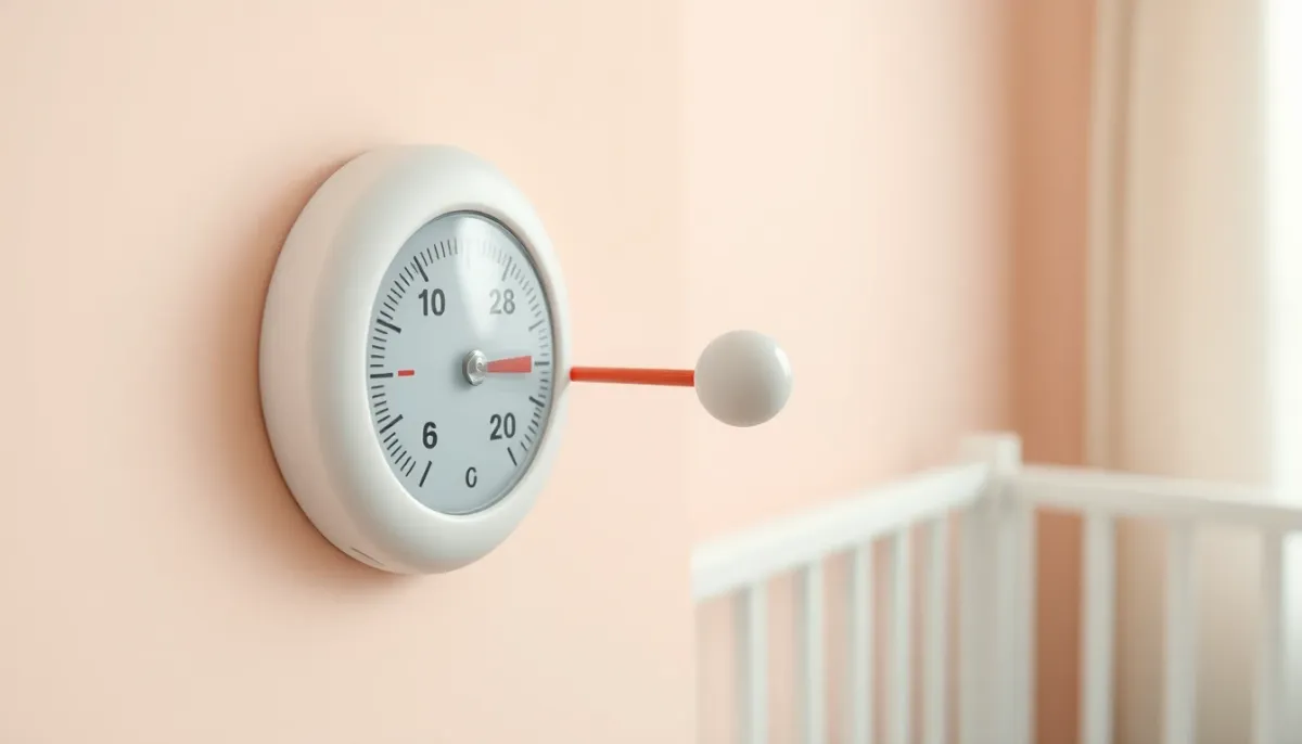 Thermomètre de chambre affichant la température optimale de 18-20°C pour le sommeil du bébé