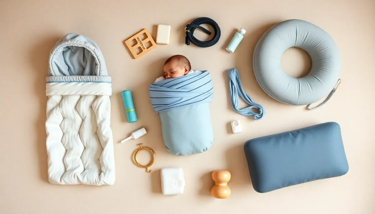 Comparaison visuelle de différentes alternatives de couchage et de soutien pour bébé en composition plate