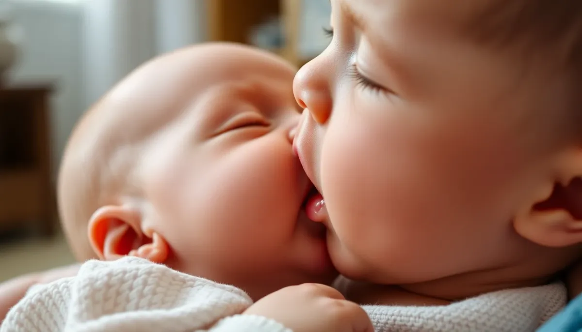 Détail de la bonne prise du sein lors de l'allaitement avec positionnement correct du bébé