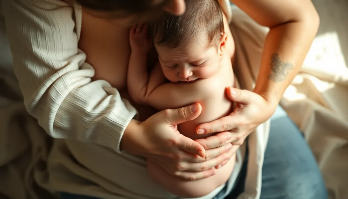 Contact peau à peau entre mère et bébé nouveau-né pour stimuler la lactation