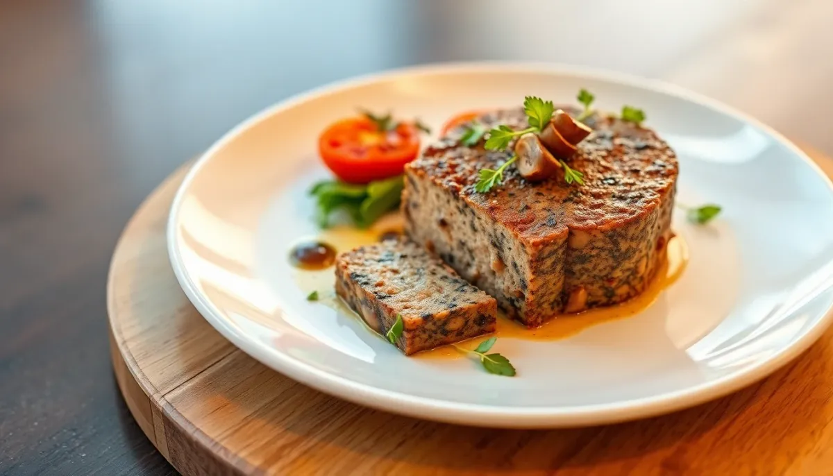 Présentation élégante d'une alternative gastronomique saine au foie gras pendant la grossesse