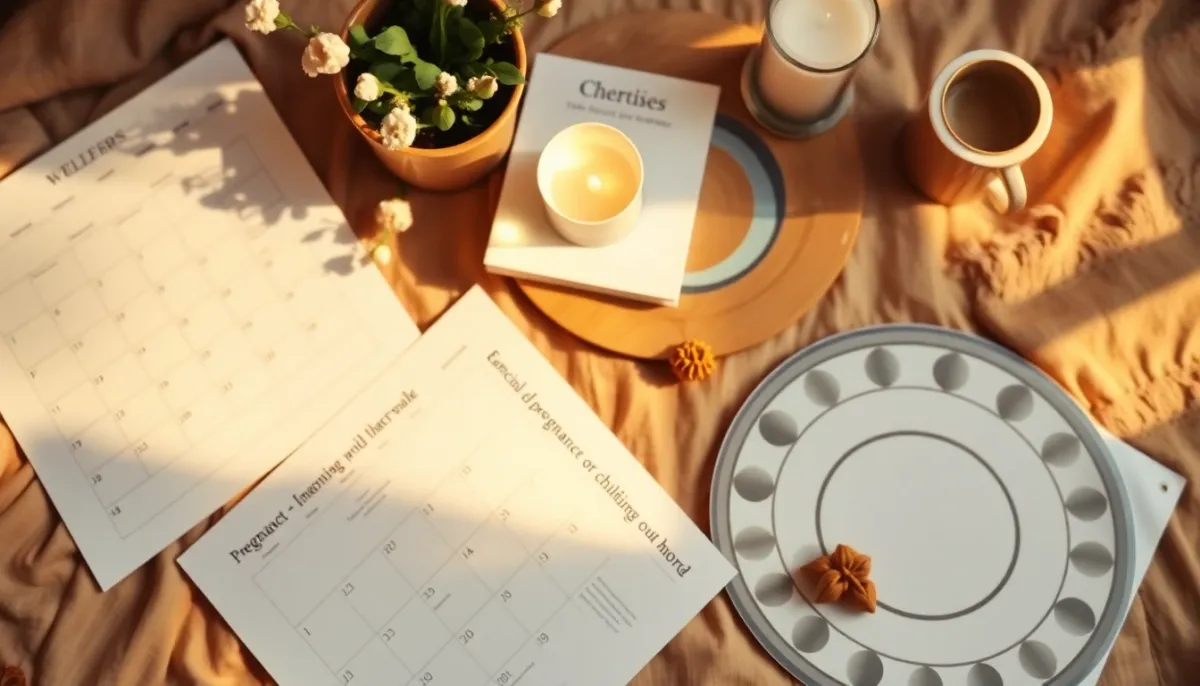 Éléments de planification de grossesse avec calendrier et phases lunaires