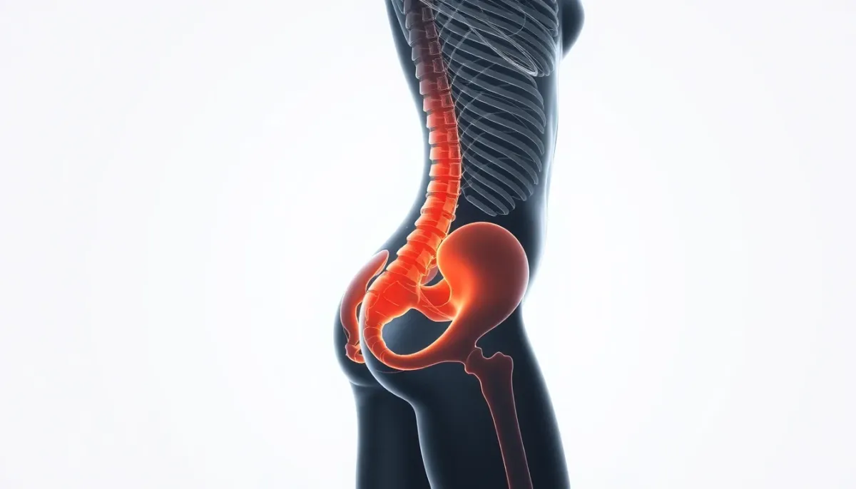 Illustration anatomique du périnée et des muscles du plancher pelvien en vue de profil